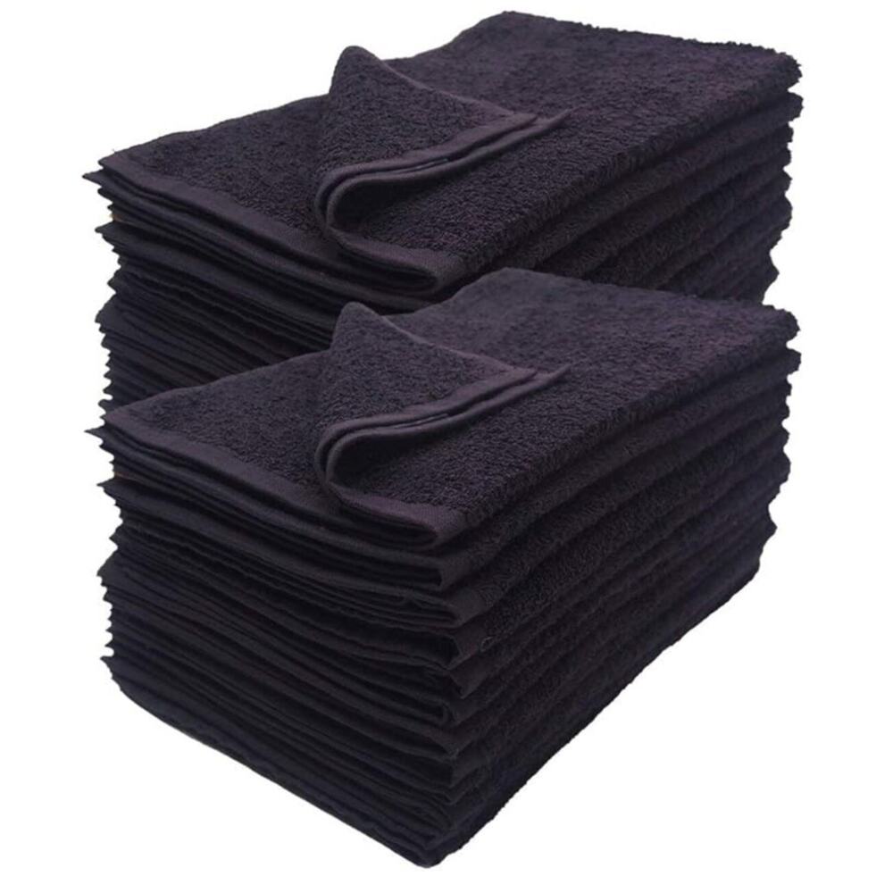 Simpli-Magic 79237 Cotton Hand Towels, 16"x27", Black, Not Bleach Proof, 24 Pack